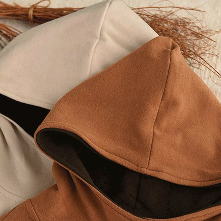 Buddha Stones冬用 無地 コットン 厚手 長袖 レディース パーカー フード付き - image 18