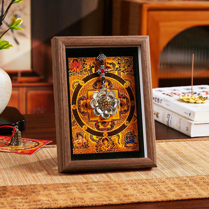 Buddha Stones蓮 金塊 タンカ フォトフレーム オーナメント ホームデコレーション - スタイル2 - ブラウン中密度繊維板（13×18×4cm） - image 4