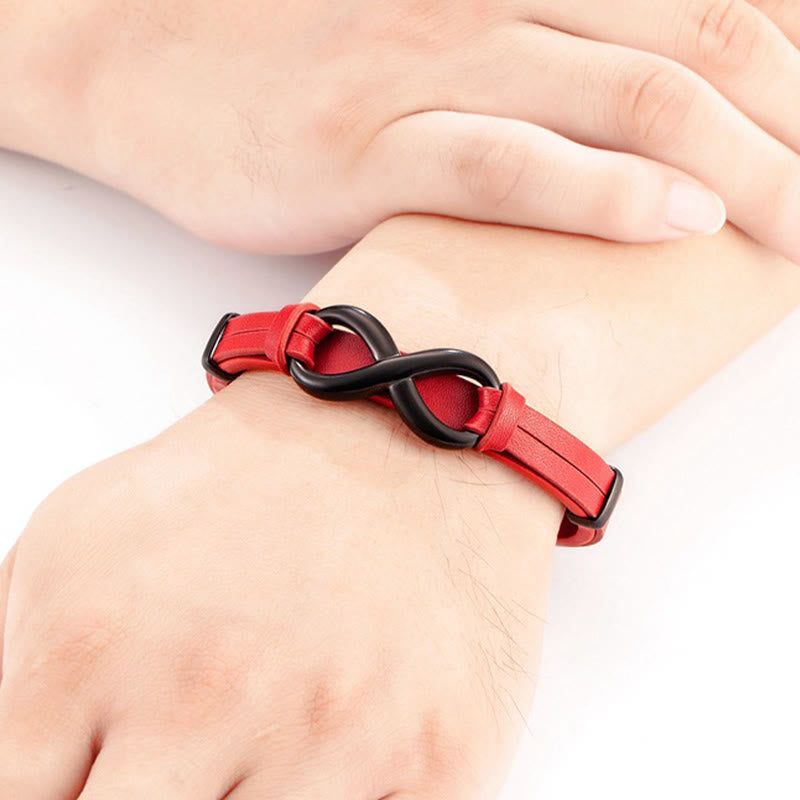 Buddha Stones無限デザインチタン鋼多色レザー強化ブレスレット - image 16