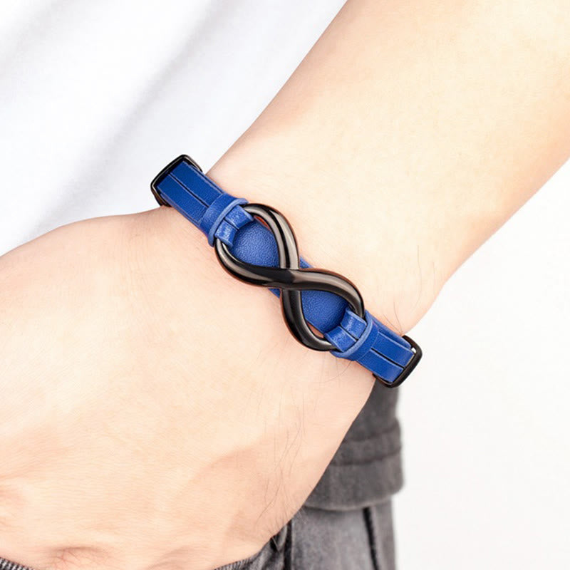 Buddha Stones無限デザインチタン鋼多色レザー強化ブレスレット - image 13