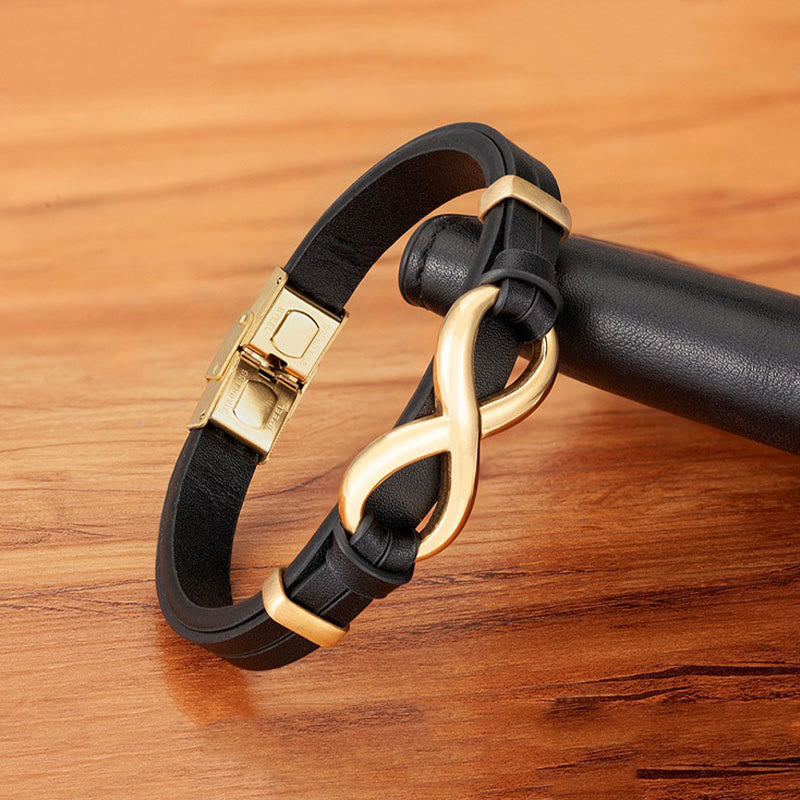 Buddha Stones無限デザインチタン鋼多色レザー強化ブレスレット - image 1