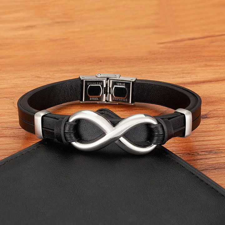 Buddha Stones無限デザインチタン鋼多色レザー強化ブレスレット - image 7