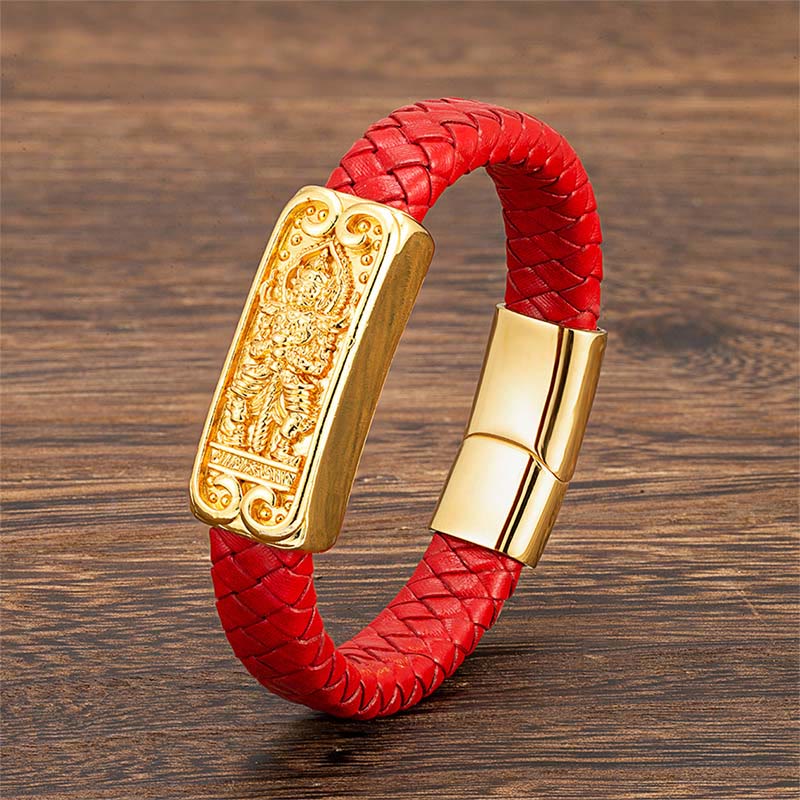 Buddha Stones仏陀のシンボル チタン鋼 レザー 強化ブレスレット - image 7