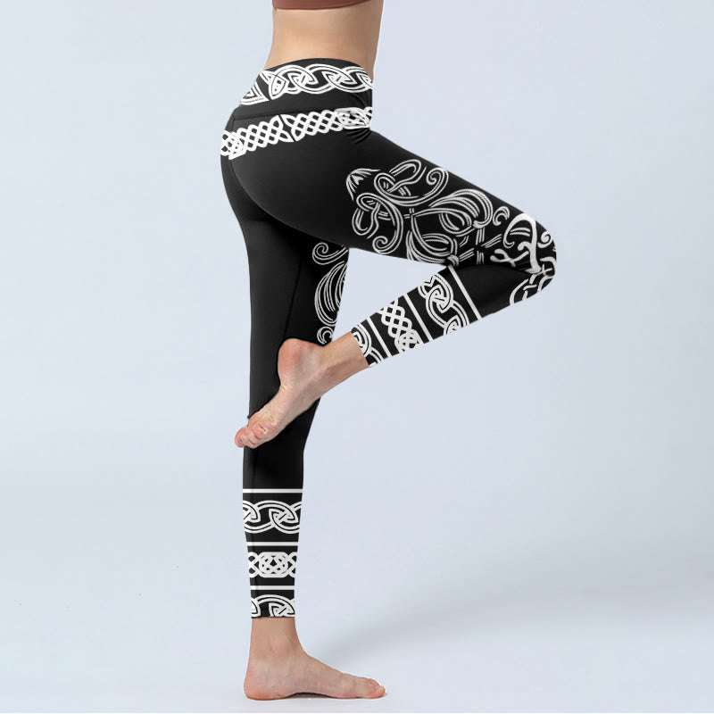 Buddha Stonesシンメトリー ケルトノット柄 プリント ジムレギンス レディース ヨガパンツ - image 4
