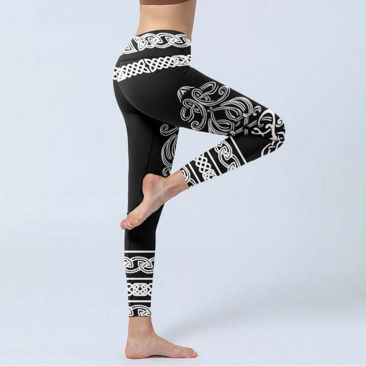 Buddha Stonesシンメトリー ケルトノット柄 プリント ジムレギンス レディース ヨガパンツ - image 4