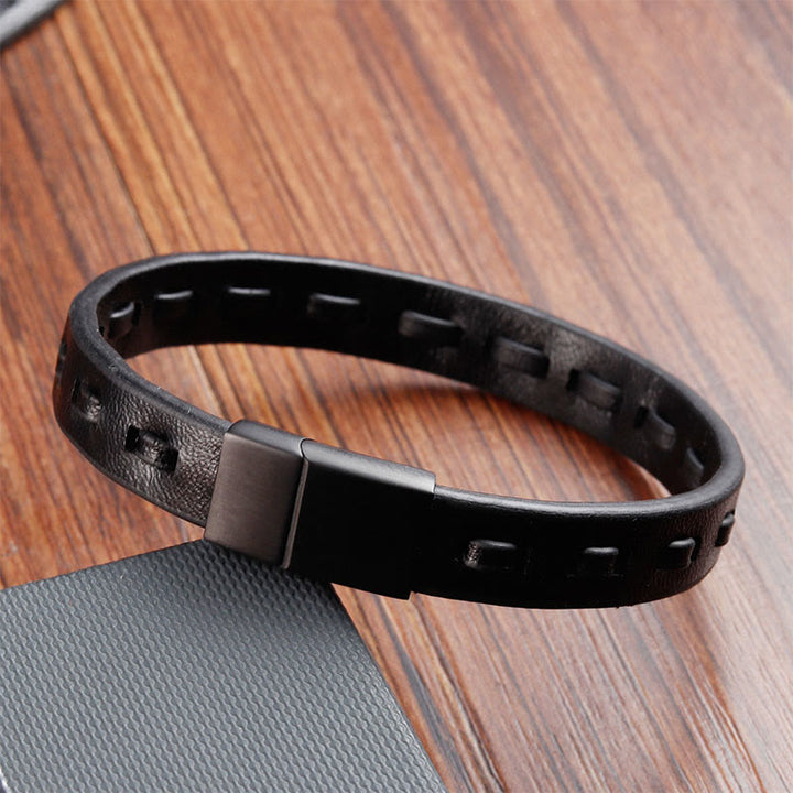 Buddha Stonesチタンスチールバックル 多層編みレザー カームブレスレット - image 12