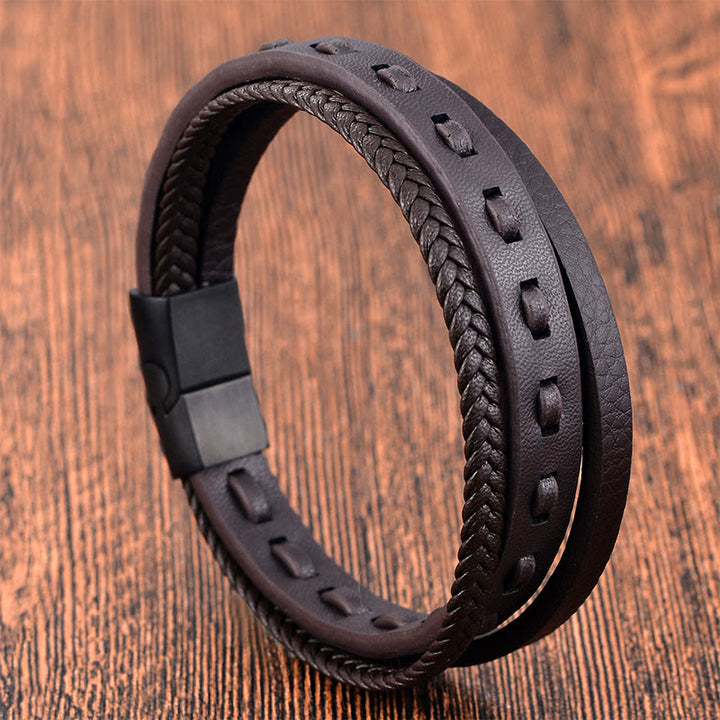 Buddha Stonesチタンスチールバックル 多層編みレザー カームブレスレット - image 15