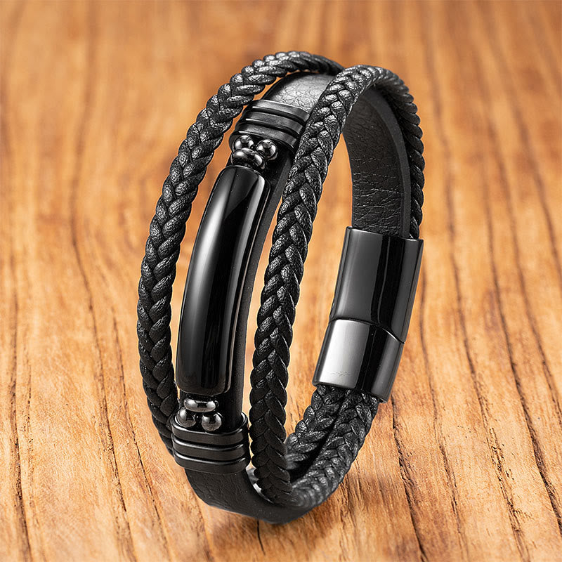 Buddha Stonesヘマタイト ラズライト ブラック グリッターストーン ピンククリスタル チタンスチール レザー 強化ブレスレット - ブラックオニキス - 18～22cm - image 14