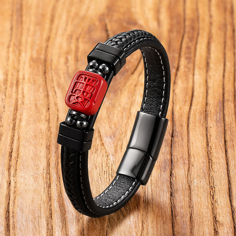 Buddha Stones辰砂 仏陀の鯉龍 福 キャラクター ピシュウ デザイン レザー良縁祈願ブレスレット - 安全なキャラクター - 18～22cm - image 9