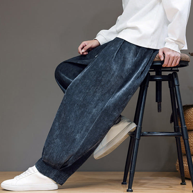 Buddha Stones冬用 純色 コットン メンズ ハーレム 厚手 裏起毛 ポケット付きパンツ - image 7