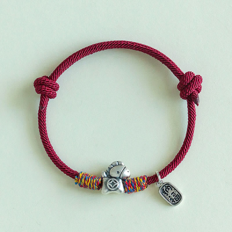 Buddha Stones999 スターリングシルバー 馬年福字 幸運を引き寄せる幸運繁栄ロープ幸運ブレスレット - image 2
