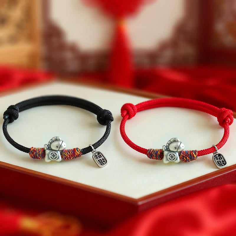 Buddha Stones999 スターリングシルバー 馬年福字 幸運を引き寄せる幸運繁栄ロープ幸運ブレスレット - image 16