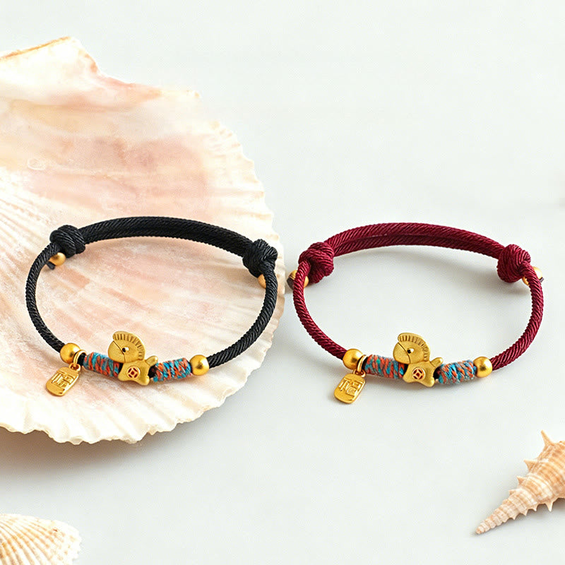 Buddha Stones999 スターリングシルバー 馬年福キャラクターチャーム カラフルストリングロープ幸運ブレスレット - image 15