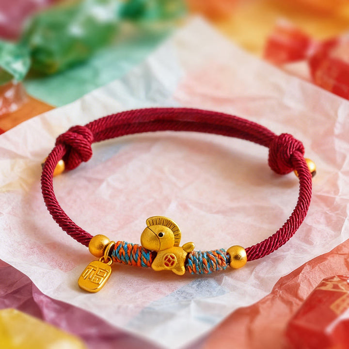 Buddha Stones999 スターリングシルバー 馬年福キャラクターチャーム カラフルストリングロープ幸運ブレスレット - image 3