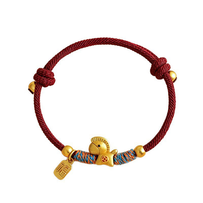 Buddha Stones999 スターリングシルバー 馬年福キャラクターチャーム カラフルストリングロープ幸運ブレスレット - image 6