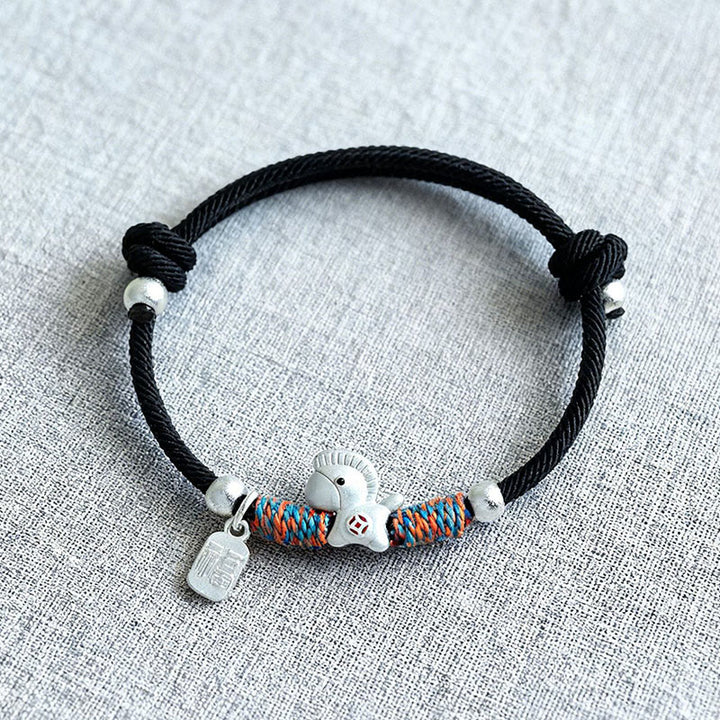 Buddha Stones999 スターリングシルバー 馬年福キャラクターチャーム カラフルストリングロープ幸運ブレスレット - image 20