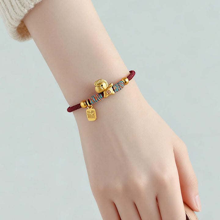 Buddha Stones999 スターリングシルバー 馬年福キャラクターチャーム カラフルストリングロープ幸運ブレスレット - image 5