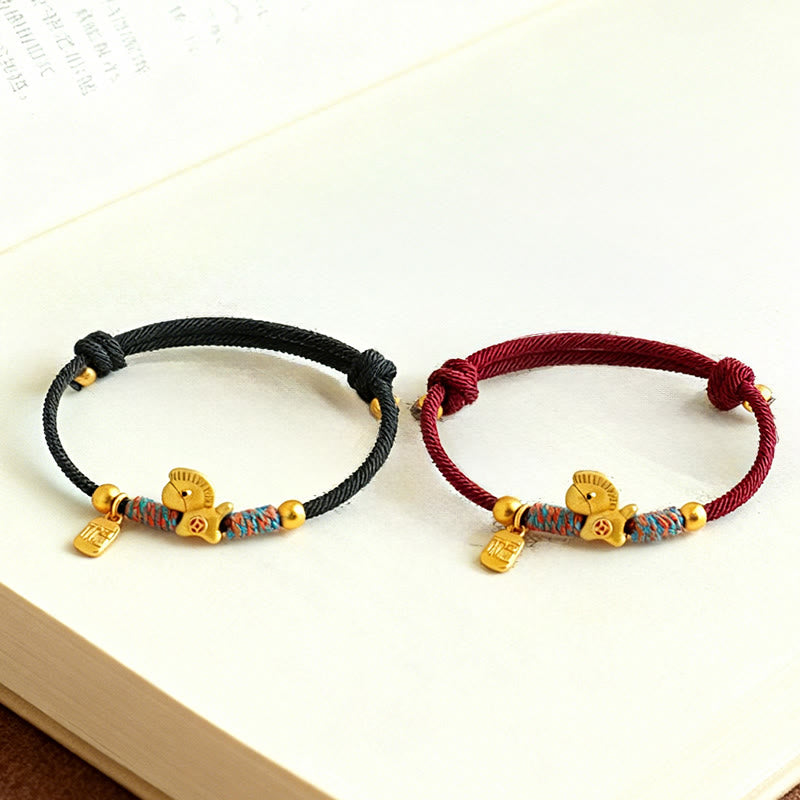 Buddha Stones999 スターリングシルバー 馬年福キャラクターチャーム カラフルストリングロープ幸運ブレスレット - image 14