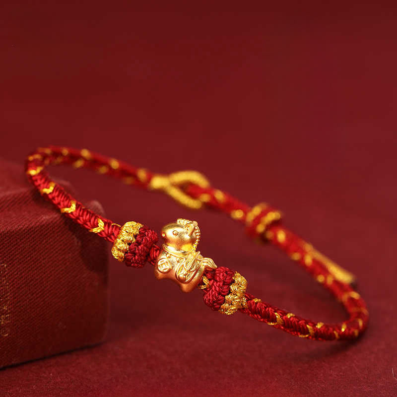 Buddha Stones999ゴールド 午年 編み紐 幸運 調節可能ブレスレット - image 2