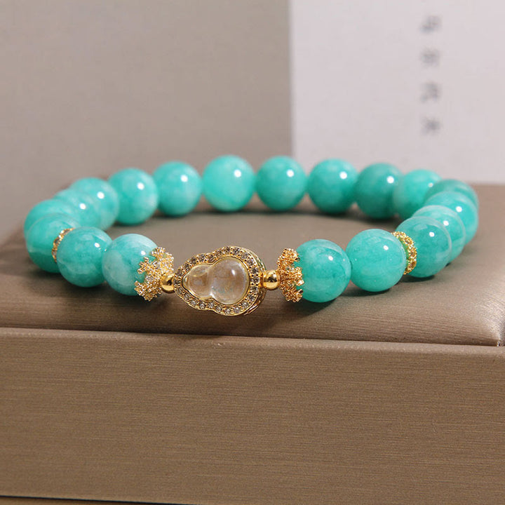 Buddha Stonesひょうたん型アマゾナイト石ヒーリング自信ビーズブレスレット - image 1