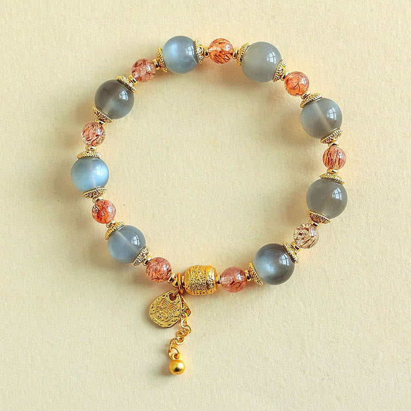 Buddha Stones天然ストロベリークォーツ ムーンストーン ヒーリングポジティブビーズブレスレット - image 14