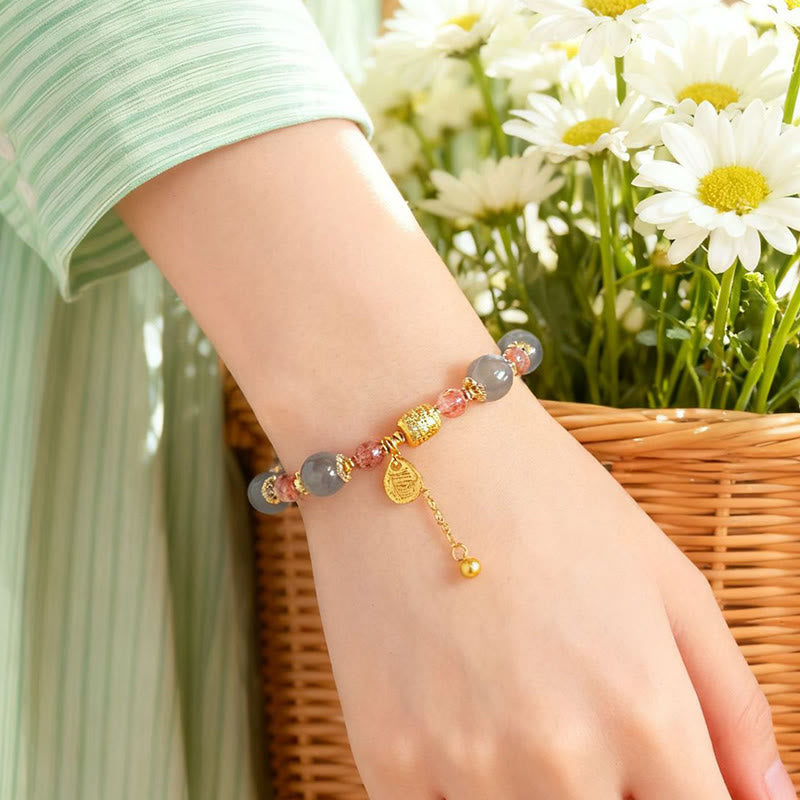 Buddha Stones天然ストロベリークォーツ ムーンストーン ヒーリングポジティブビーズブレスレット - image 20