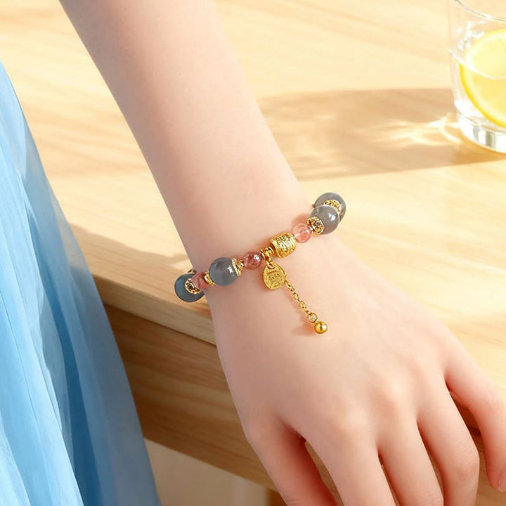 Buddha Stones天然ストロベリークォーツ ムーンストーン ヒーリングポジティブビーズブレスレット - image 19