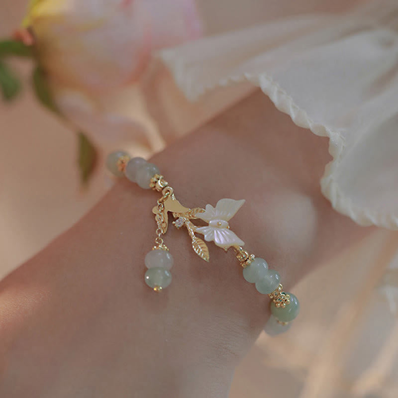 Buddha Stonesバタフライチャーム 和田翡翠 調節可能チェーン豊かさブレスレット - image 3