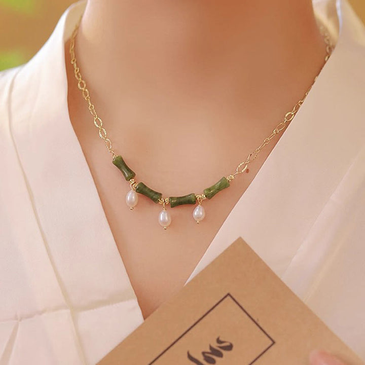 Buddha Stones天山翡翠 竹真珠 豊穣 富のネックレスペンダント - image 6