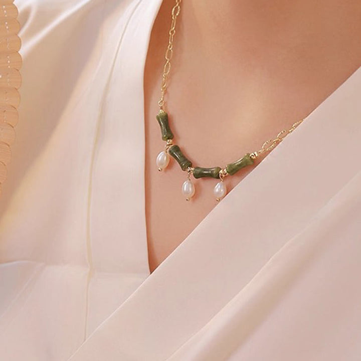 Buddha Stones天山翡翠 竹真珠 豊穣 富のネックレスペンダント - image 9