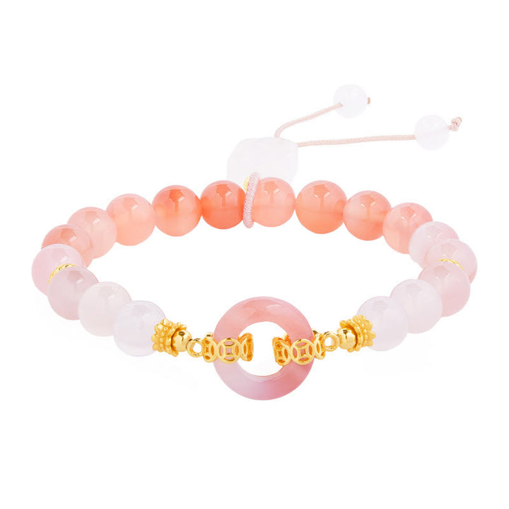 Buddha Stones 925スターリングシルバー レッドアゲート ホワイトカルセドニー平和のお守りチャームコンフィデンスブレスレット - image 4