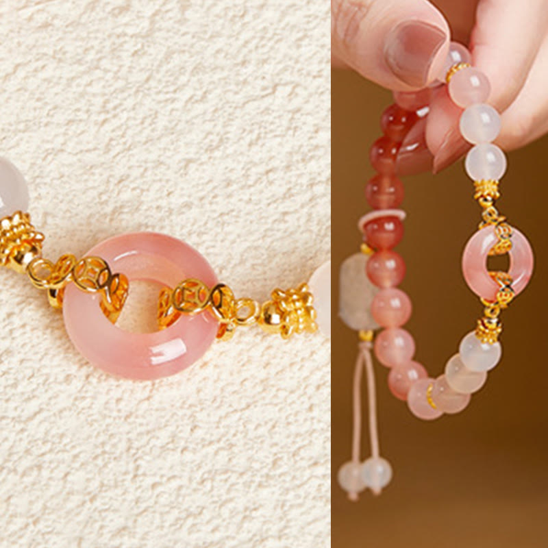 Buddha Stones 925スターリングシルバー レッドアゲート ホワイトカルセドニー平和のお守りチャームコンフィデンスブレスレット - image 8