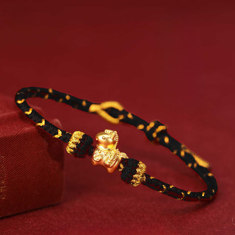 Buddha Stones999ゴールド 午年 編み紐 幸運 調節可能ブレスレット - image 16