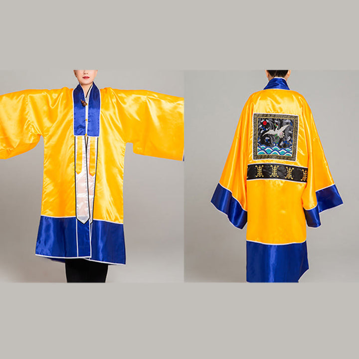 Buddha Stones当鶴刺繍ロングワイドスリーブユニセックス道教ローブガウン着物気功太極拳儀式用 - image 11