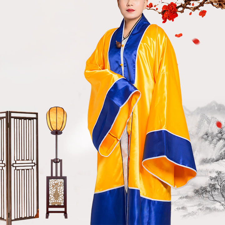 Buddha Stones当鶴刺繍ロングワイドスリーブユニセックス道教ローブガウン着物気功太極拳儀式用 - image 12
