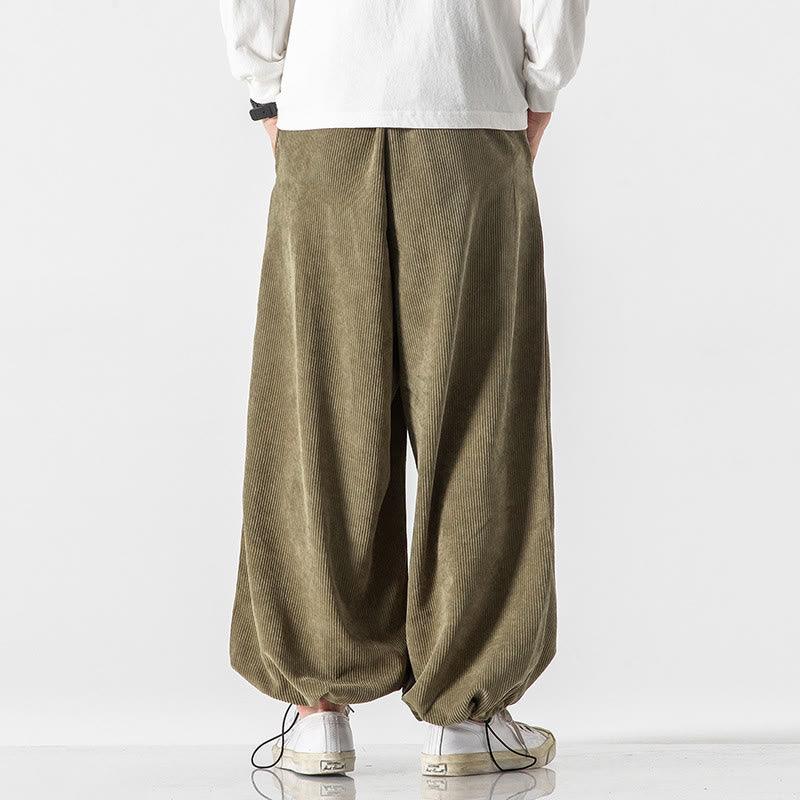 Buddha Stones秋冬 レースアップ 漢字刺繍 メンズ コーデュロイパンツ ポケット付き - image 10