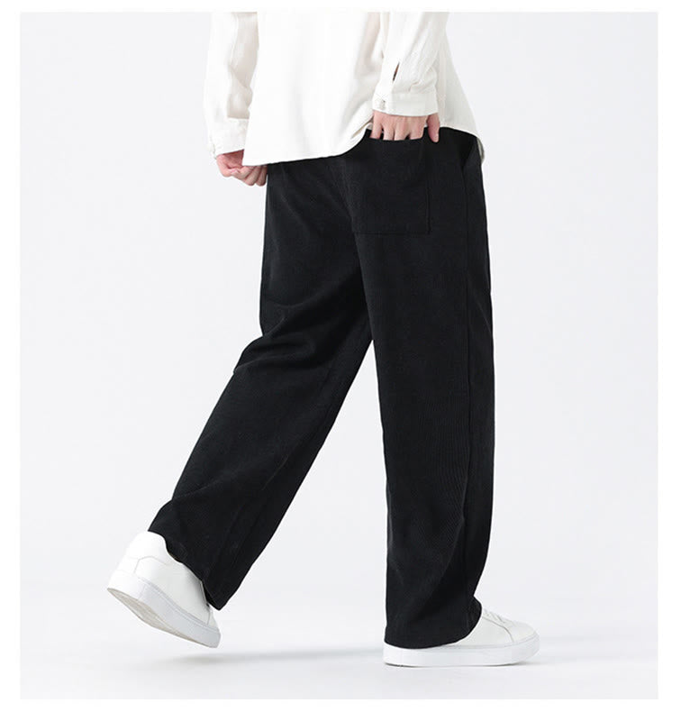 Buddha Stones秋冬 無地 フロッグボタン メンズ ドローストリング コーデュロイ ストレートレッグパンツ ポケット付き - image 15