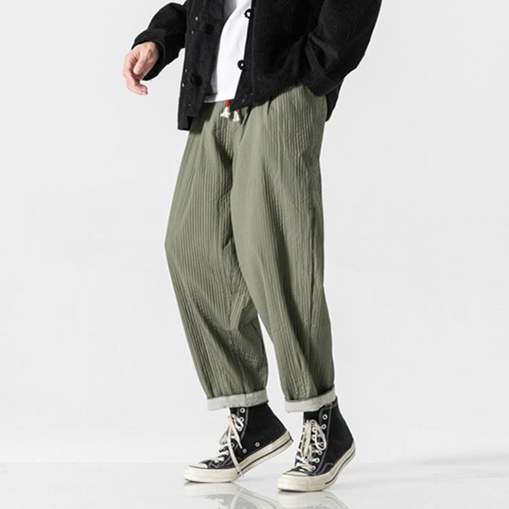 Buddha Stones秋冬 無地 ドローストリング メンズ アンクル丈 ハーレムパンツ ポケット付き - image 7