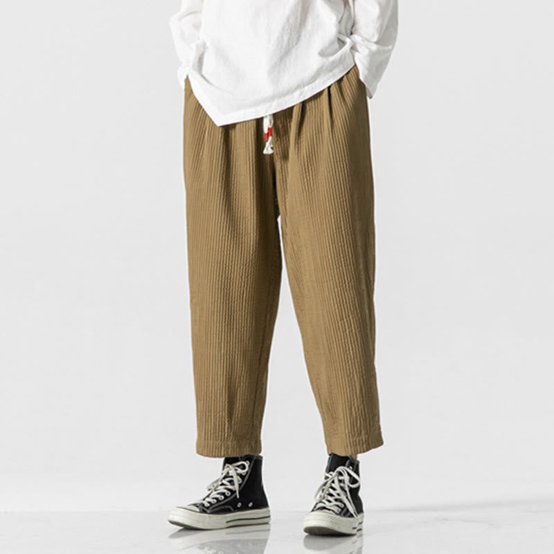 Buddha Stones秋冬 無地 ドローストリング メンズ アンクル丈 ハーレムパンツ ポケット付き - image 11