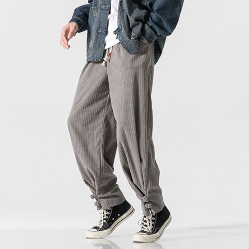 Buddha Stones秋冬 メンズ ピュアカラー ボタンデザイン コットン ストレートレッグパンツ ポケット付き - image 9