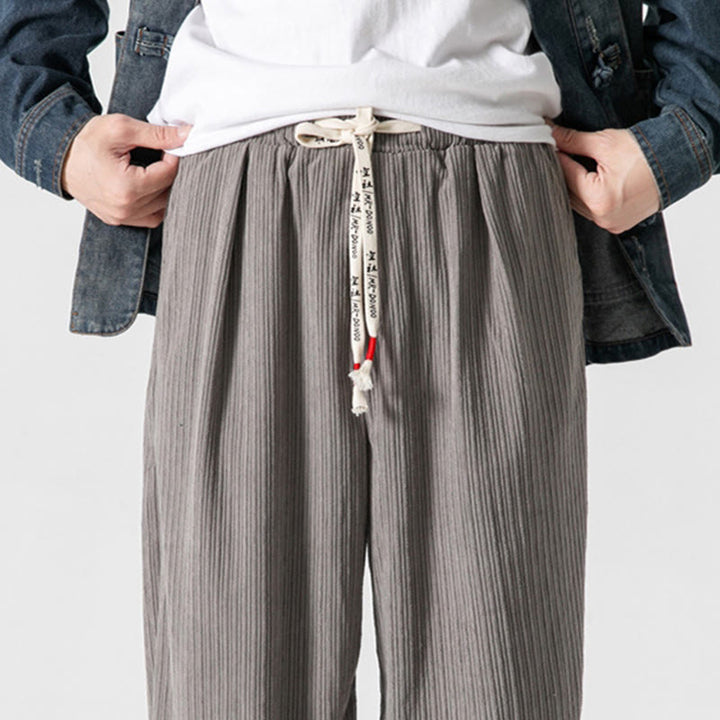 Buddha Stones秋冬 メンズ ピュアカラー ボタンデザイン コットン ストレートレッグパンツ ポケット付き - image 10