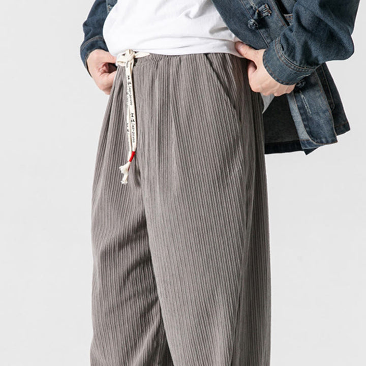 Buddha Stones秋冬 メンズ ピュアカラー ボタンデザイン コットン ストレートレッグパンツ ポケット付き - image 11