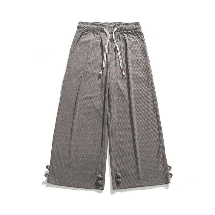 Buddha Stones秋冬 メンズ ピュアカラー ボタンデザイン コットン ストレートレッグパンツ ポケット付き - image 14