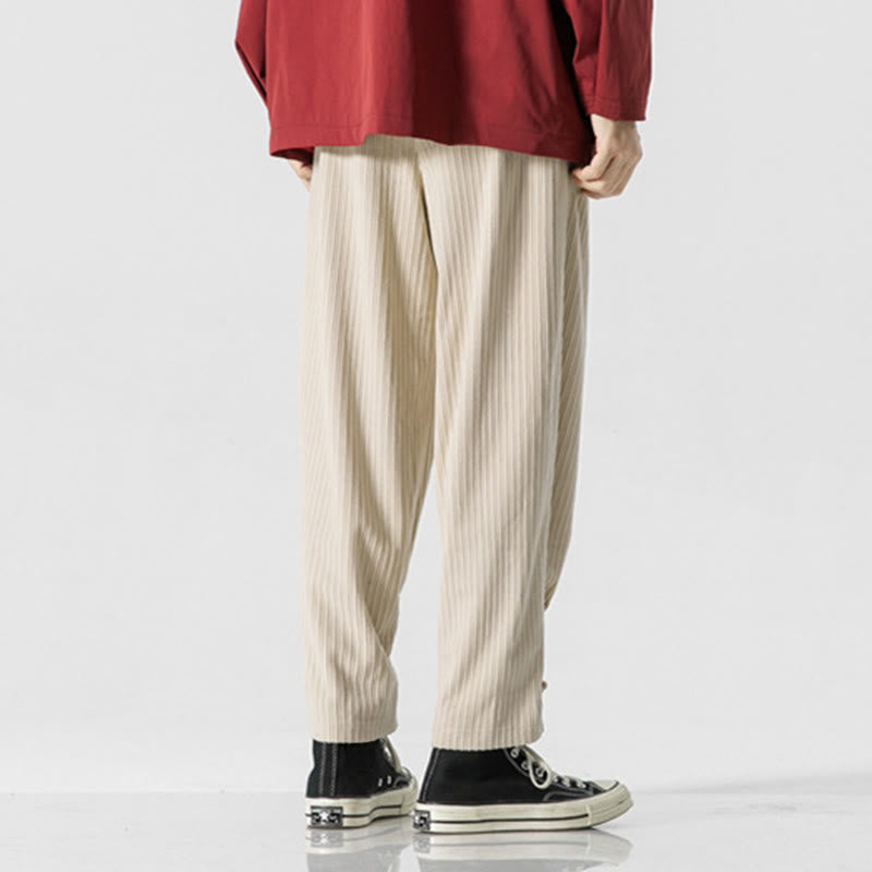 Buddha Stones秋冬 メンズ ピュアカラー ボタンデザイン コットン ストレートレッグパンツ ポケット付き - image 19