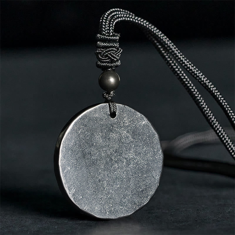 Buddha Stonesサークルシンプルデザイン本物のシュンガイト石保護ネックレスペンダント - シュンガイト石（保護♥グラウンディング） - 35-40mm - image 0