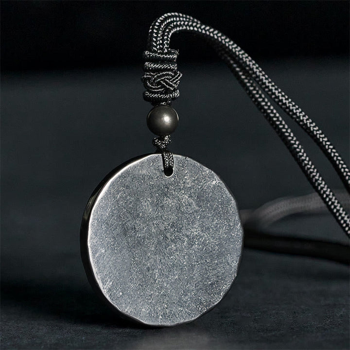 Buddha Stonesサークルシンプルデザイン本物のシュンガイト石保護ネックレスペンダント - シュンガイト石（保護♥グラウンディング） - 35-40mm - image 0