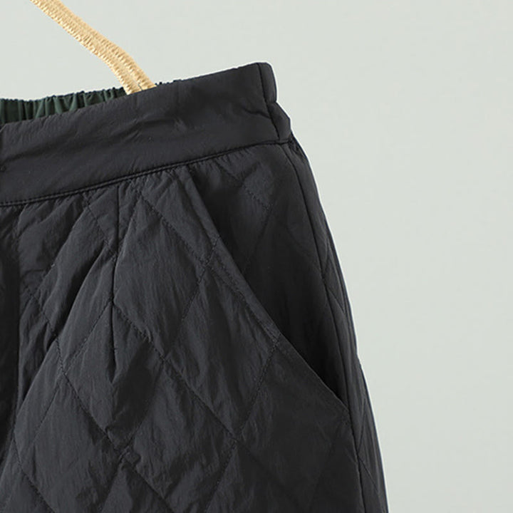 Buddha Stonesピンク花菱形柄コットン厚手レディースパンツ（ポケット付き） - image 14