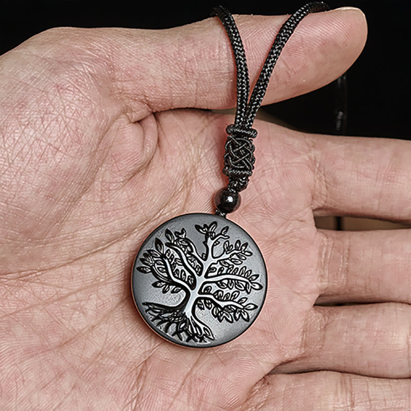 Buddha Stones天然 生命の樹模様 黒曜石 変容 ネックレス ペンダント - image 4