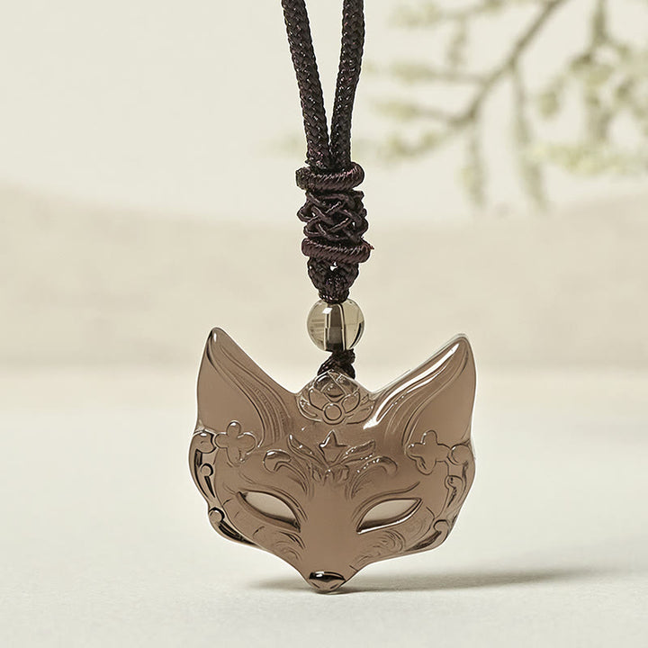 Buddha Stonesレリーフ フォックスデザイン シルバーシーンオブシディアン アイスオブシディアン プロテクションネックレス ペンダント - image 10