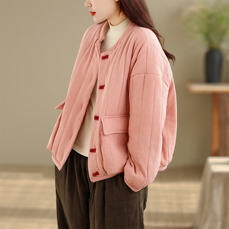 Buddha Stonesフロッグボタン ストライプデザイン 長袖 厚手コットン レディース ジャケット ポケット付き - image 4